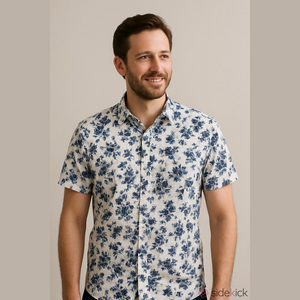 Banana Republic White and Blue Floral Button Down Shirt